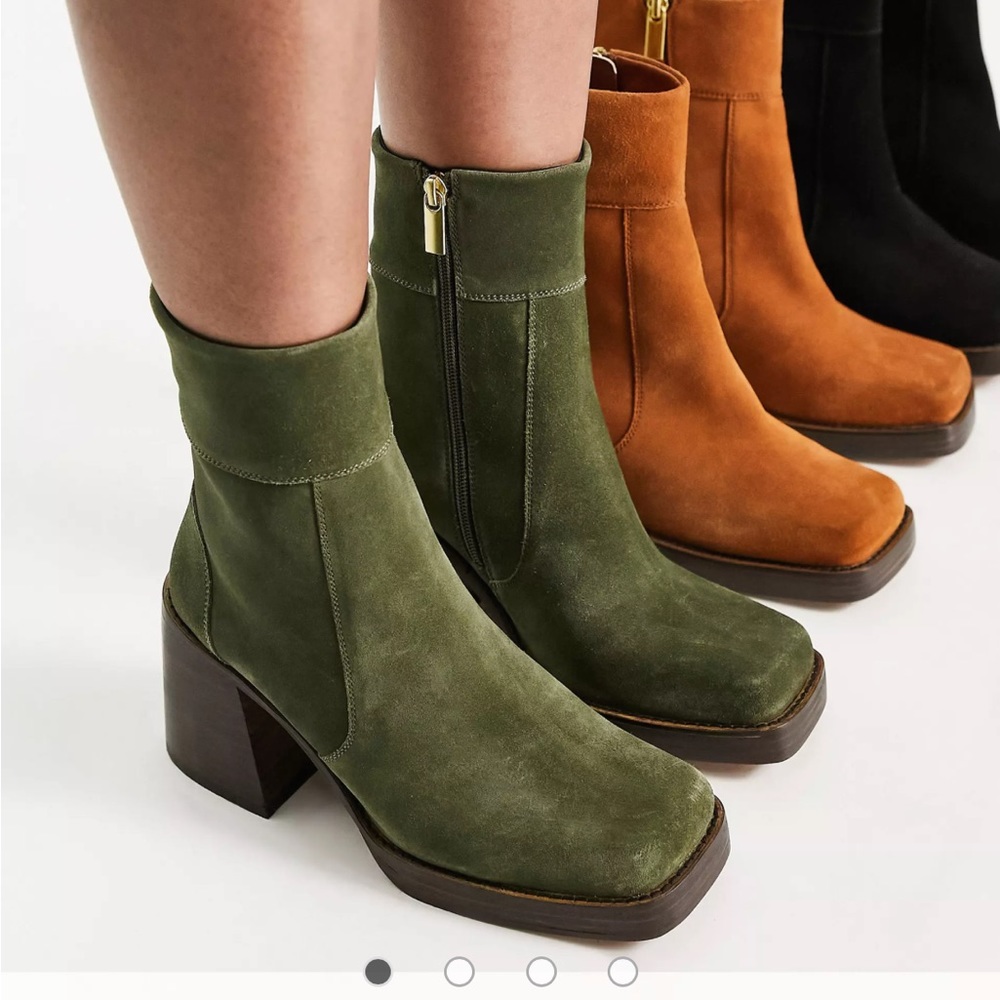 ISO these Asos Region suede mid-heel boots in khaki